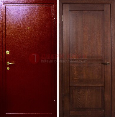 Красная железная дверь с порошковым окрасом ДП-58 в Ульяновске