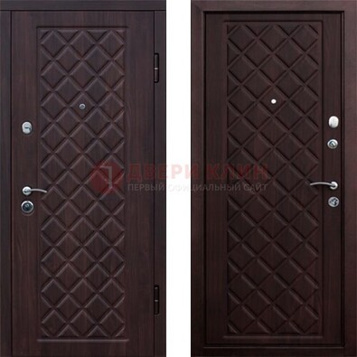 Коричневая металлическая дверь с МДФ с двух сторон ДМ-1555 в Красногорске